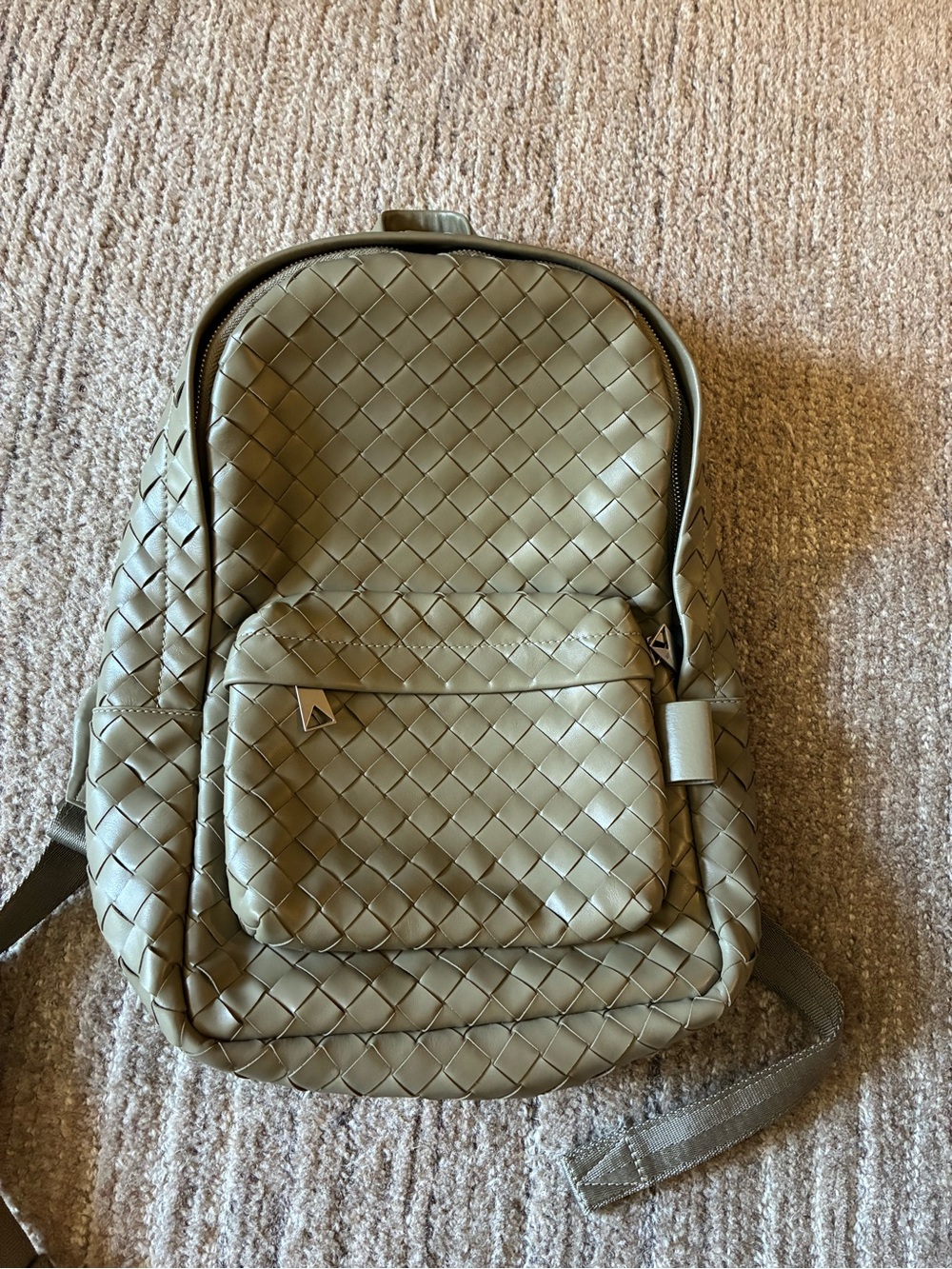 Woven leather backpack every day workwear business travel vacation